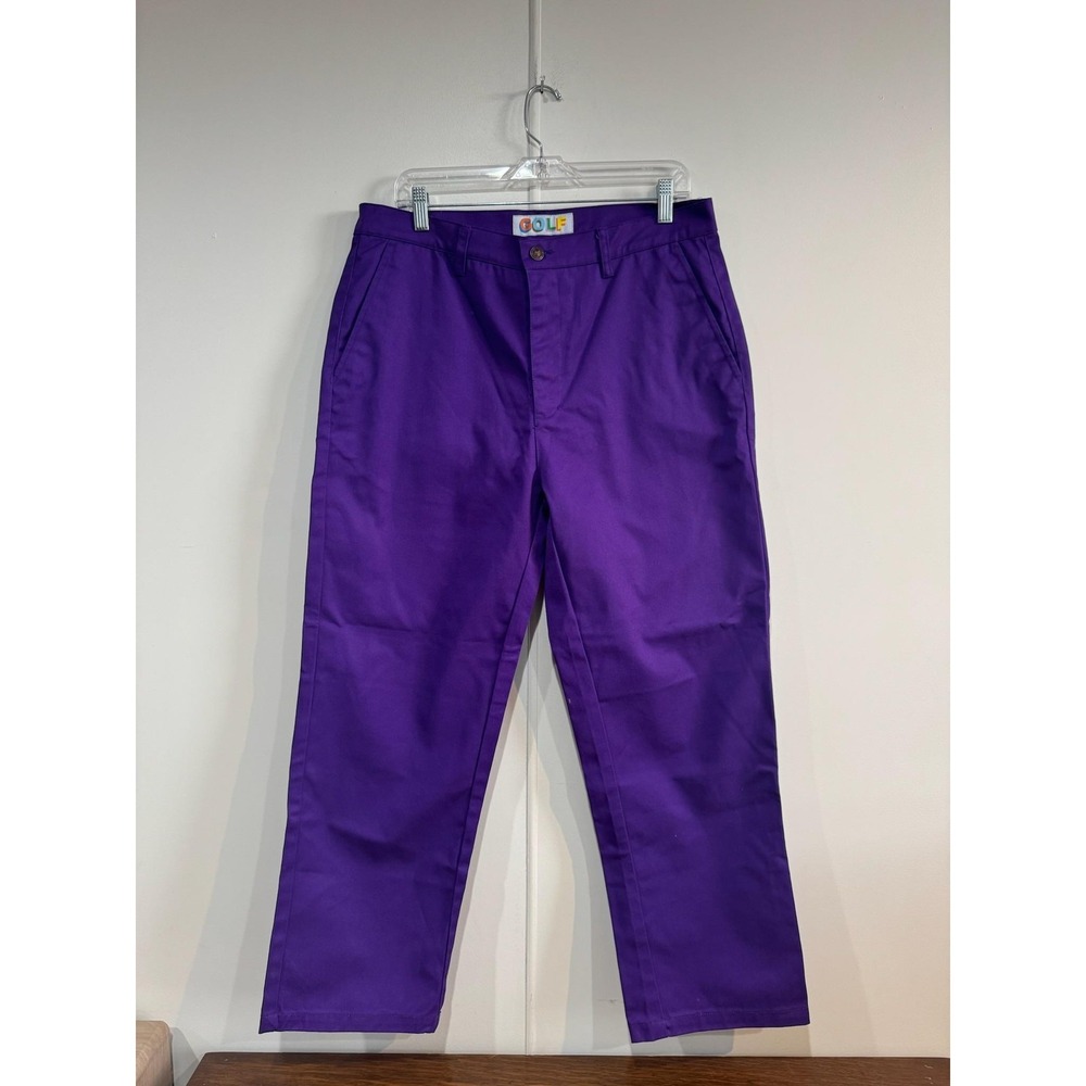 GOLF Pants Mens 34x28 Purple Chino Straight Leg Casual Logo Pockets Golf Wang